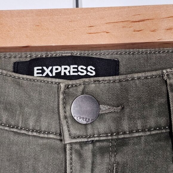Express Stretch Ankle Legging Mid-Rise Cut Off Jeans Distressed Women Size 0R - Picture 5 of 12